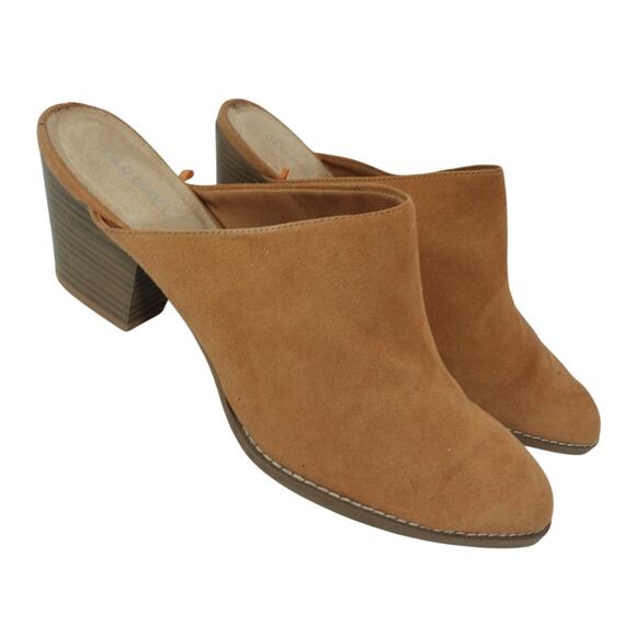 OLD NAVY! TOFFEE TAN/BEIGE VEGAN SUEDE/MICROFIBER WESTERN STYLE MULES! SZ 9M - Picture 1 of 10
